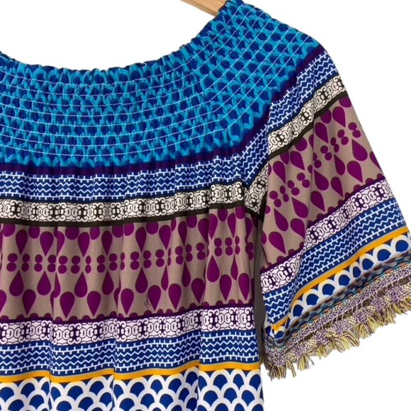 Trina Turk Emilia Dress Colorful Fringe Trim Beach - Picture 4 of 14